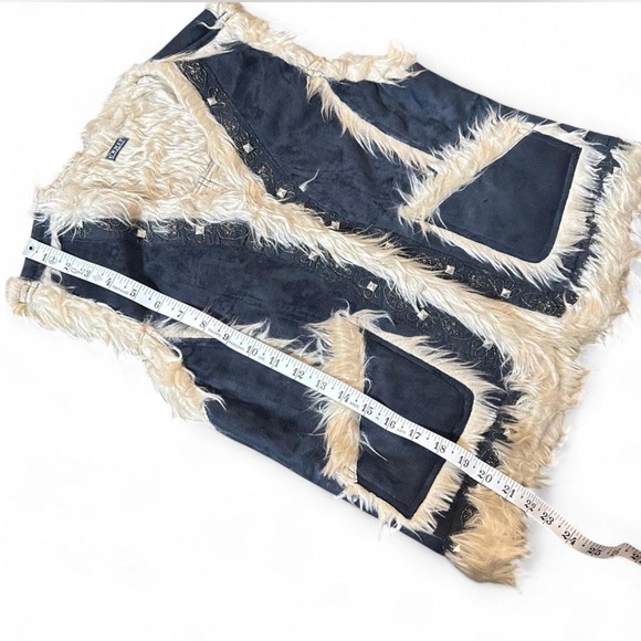 Faux Fur Y2K Retro Boho Vest Festival Ready Size M Western 2000s Hippie - Picture 3 of 6